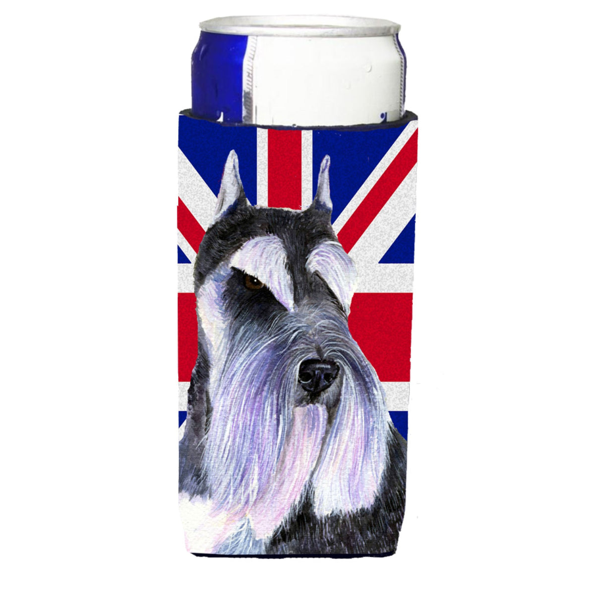 Schnauzer With English Union Jack British Flag Ultra Hugger For Slim Cans