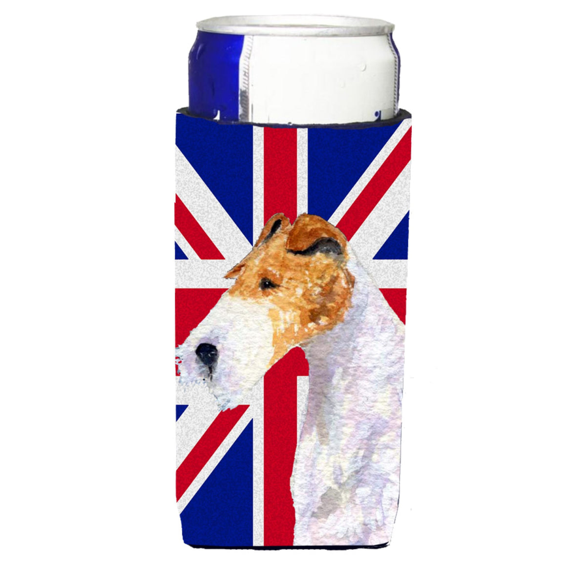 Fox Terrier With English Union Jack British Flag Ultra Hugger For Slim Cans