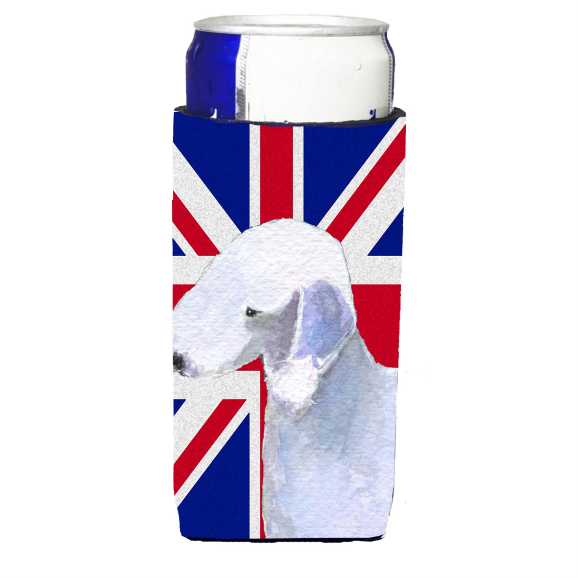 Bedlington Terrier With English Union Jack British Flag Ultra Hugger For Slim Cans