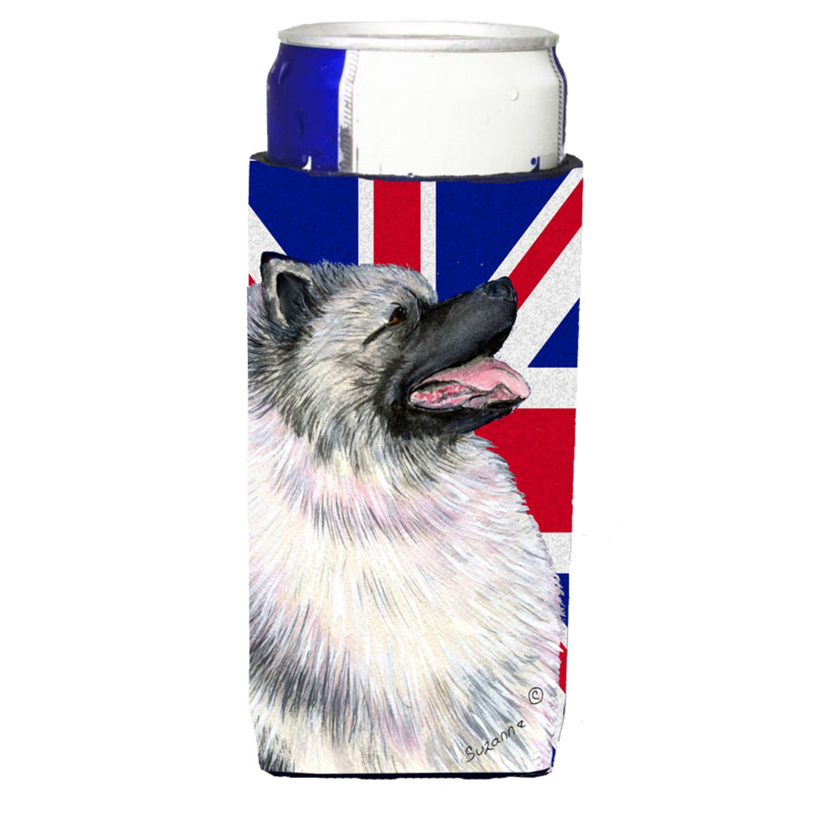 Keeshond With English Union Jack British Flag Ultra Hugger For Slim Cans