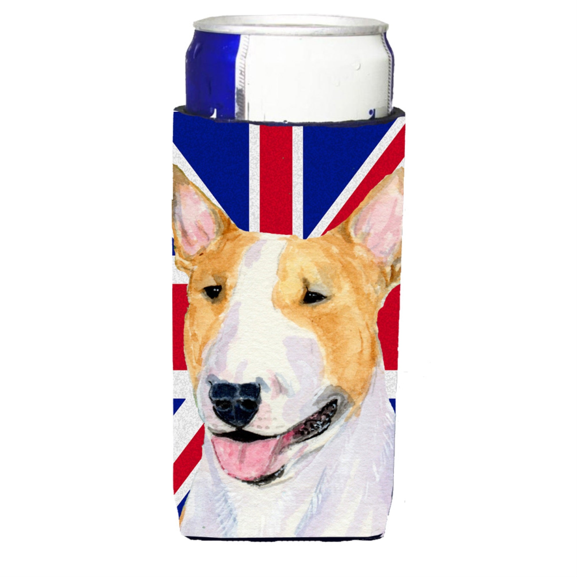 Bull Terrier With English Union Jack British Flag Ultra Hugger For Slim Cans