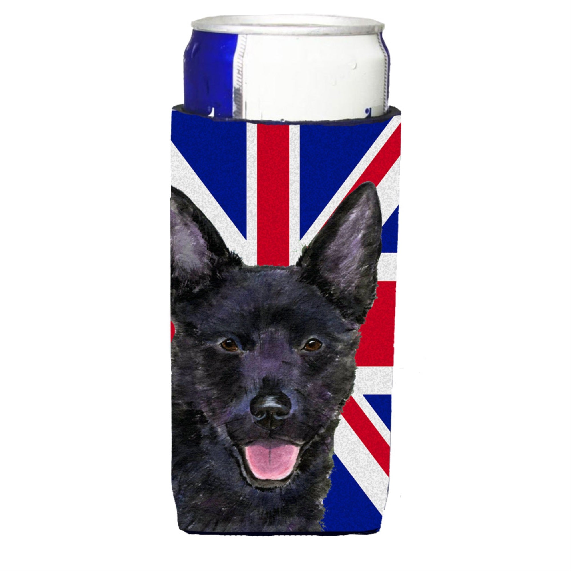 Australian Kelpie With English Union Jack British Flag Ultra Hugger For Slim Cans