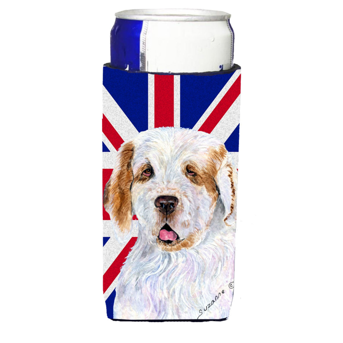 Clumber Spaniel With English Union Jack British Flag Ultra Hugger For Slim Cans