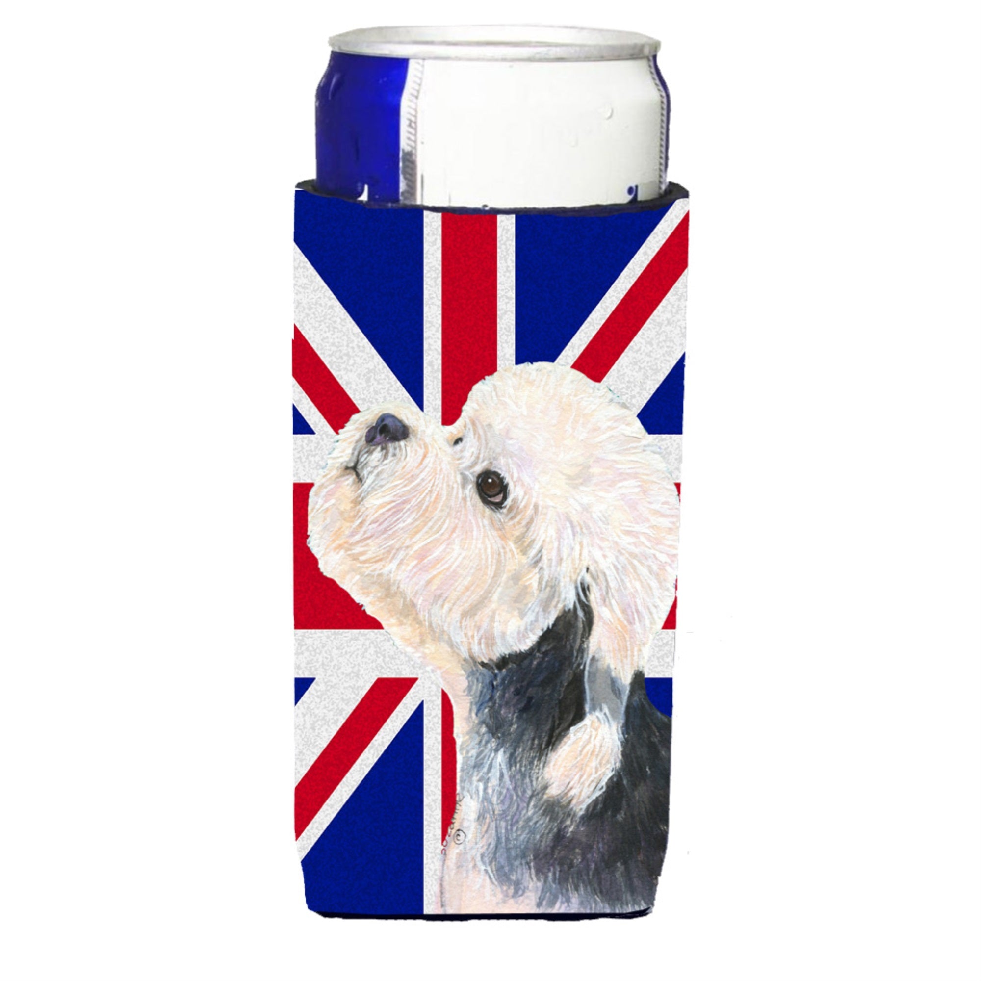 Dandie Dinmont Terrier With English Union Jack British Flag Ultra Hugger For Slim Cans