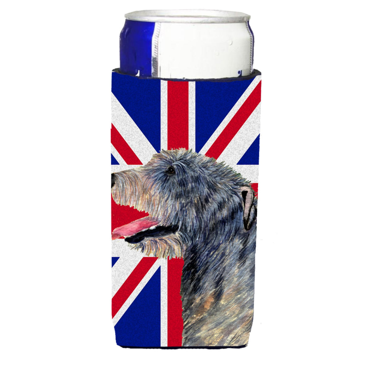 Irish Wolfhound With English Union Jack British Flag Ultra Hugger For Slim Cans