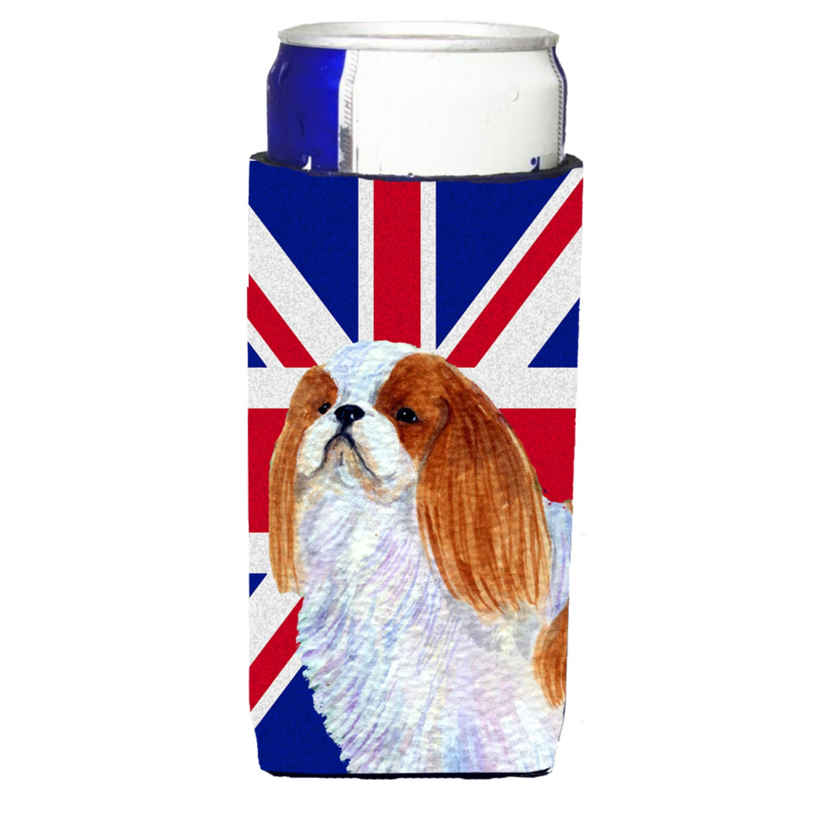English Toy Spaniel With English Union Jack British Flag Ultra Hugger For Slim Cans