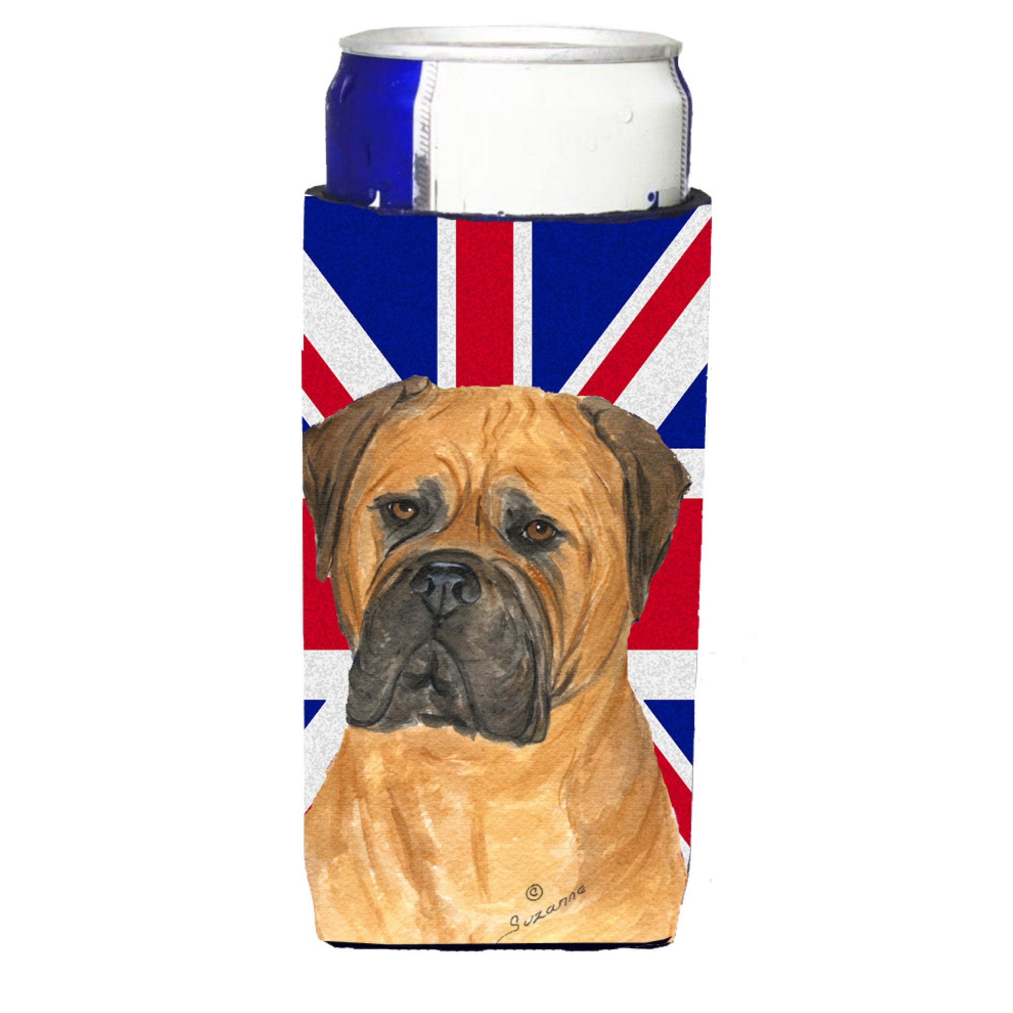 Bullmastiff With English Union Jack British Flag Ultra Hugger For Slim Cans