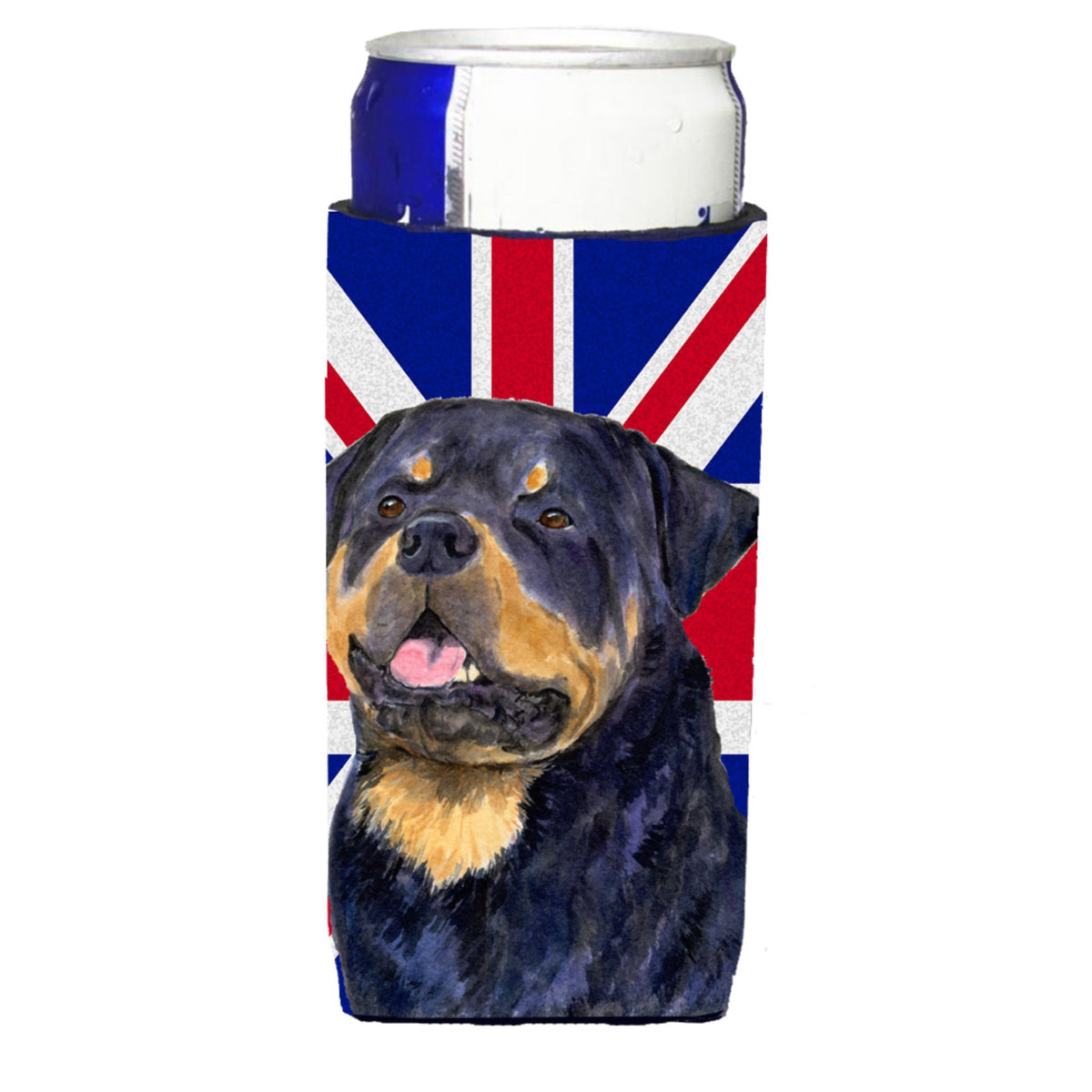 Rottweiler With English Union Jack British Flag Ultra Hugger For Slim Cans