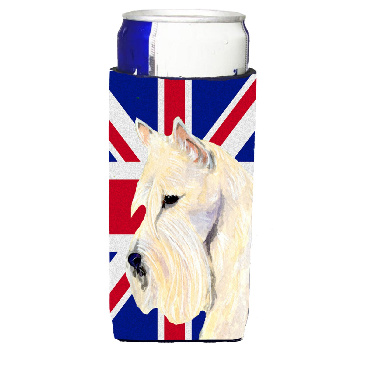 Scottish Terrier Wheaten With English Union Jack British Flag Ultra Hugger For Slim Cans