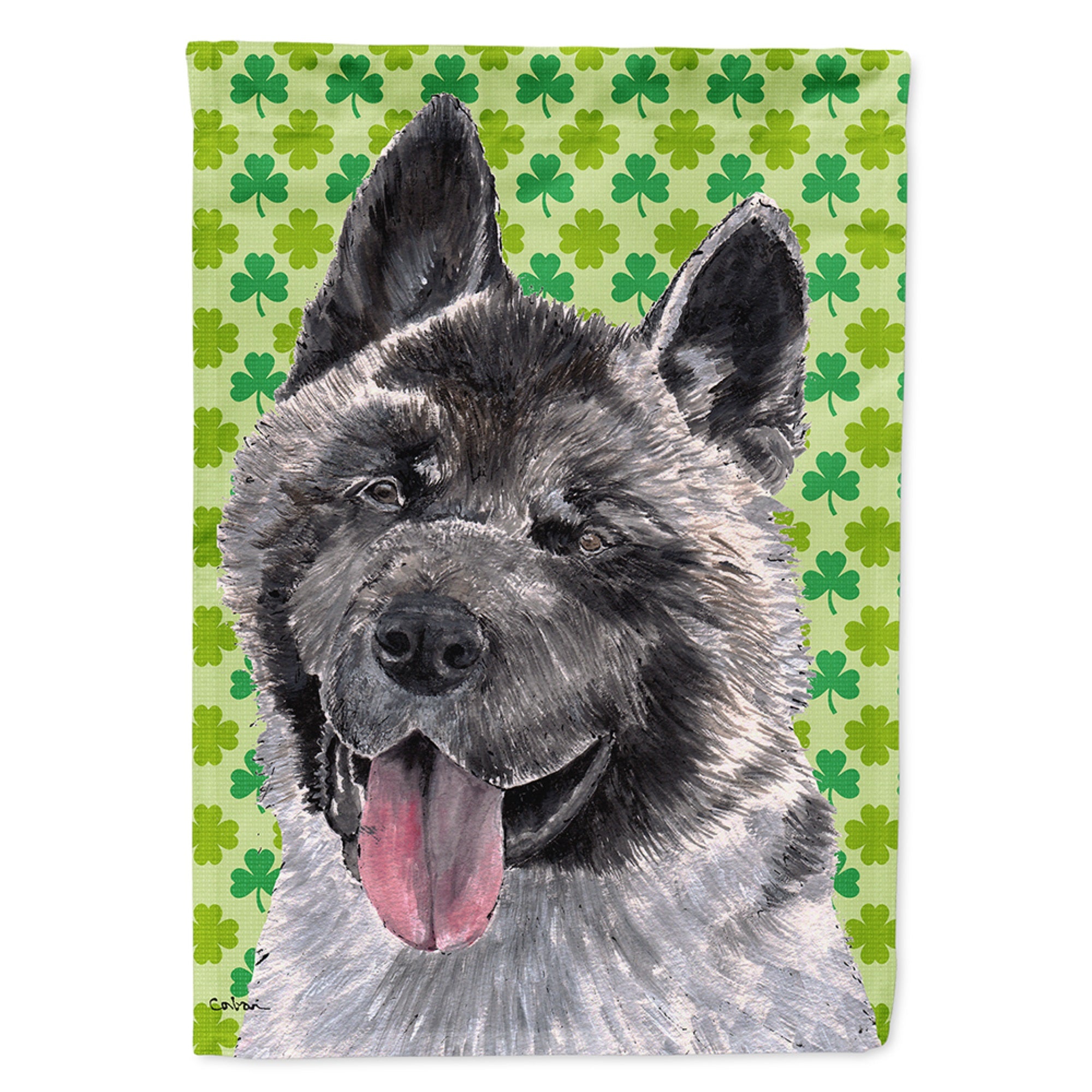 Akita St. Patrick'S Day Shamrock Flag Garden Size