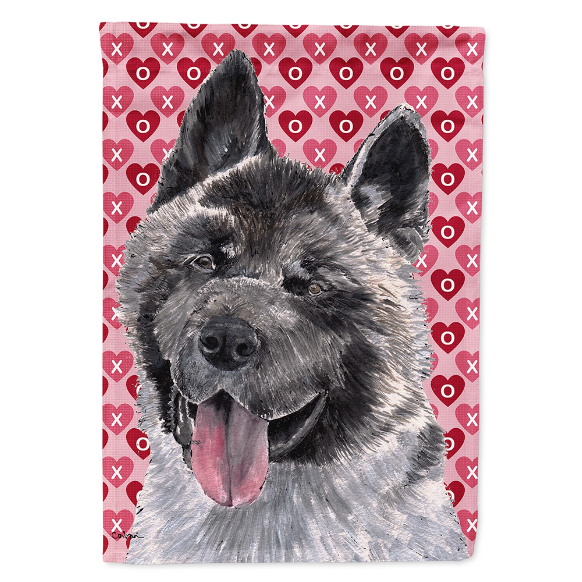 Akita Hearts Love And Valentine'S Day Flag Garden Size