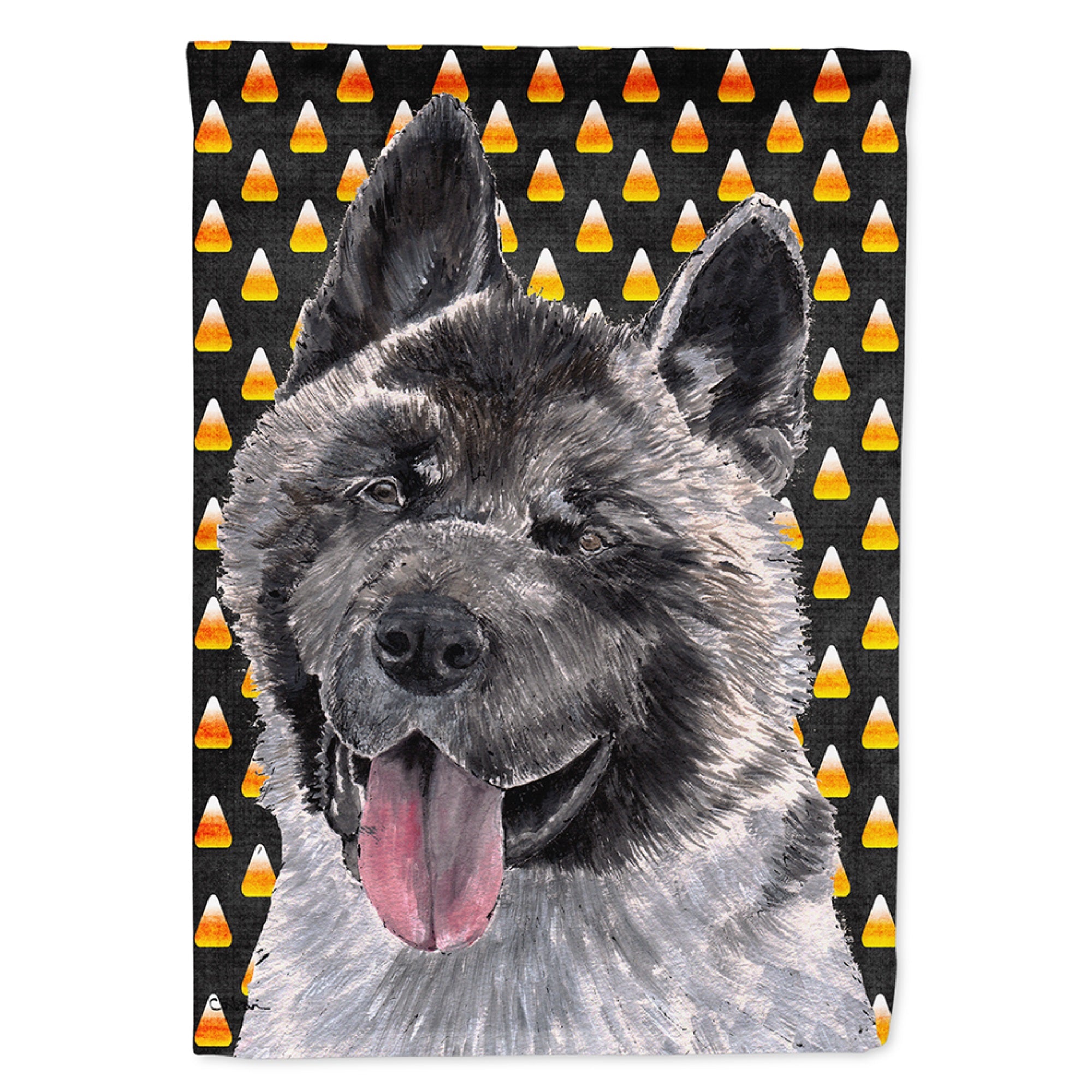 Akita Candy Corn Halloween Flag Garden Size