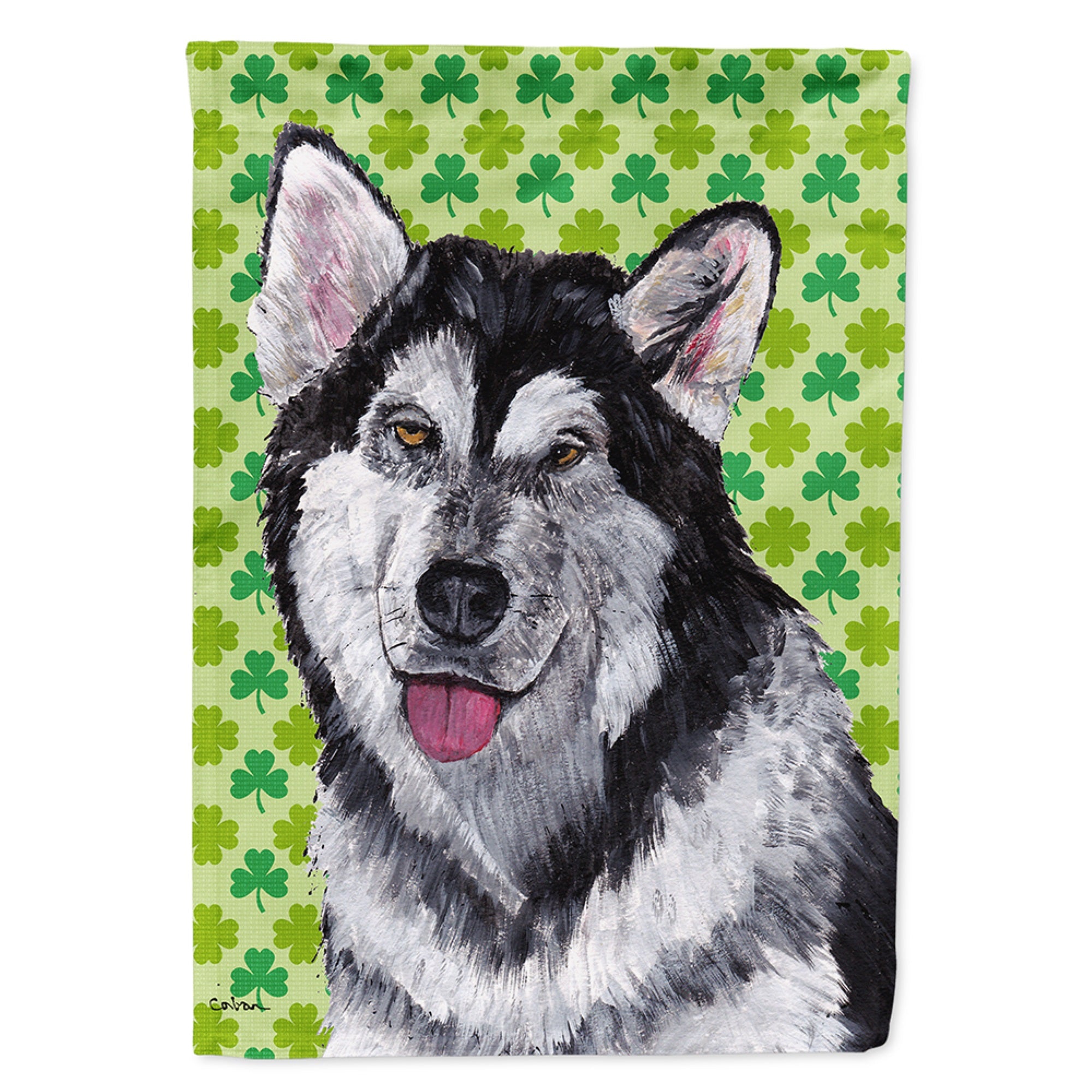 Alaskan Malamute St. Patrick'S Day Shamrock Flag Garden Size