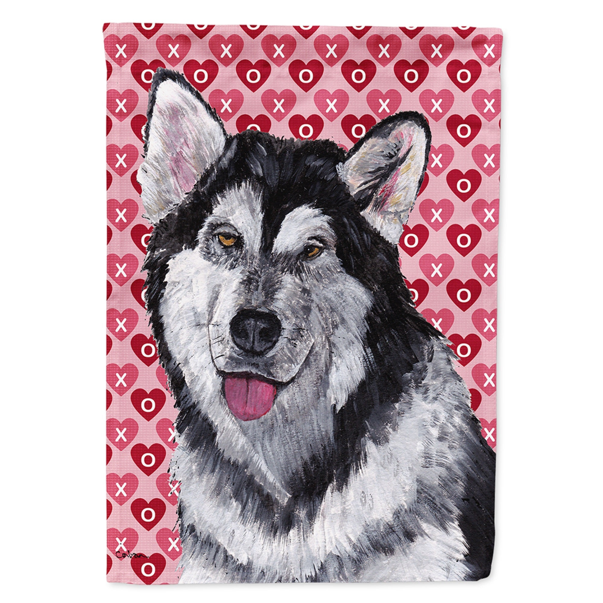 Alaskan Malamute Hearts Love And Valentine'S Day Flag Garden Size