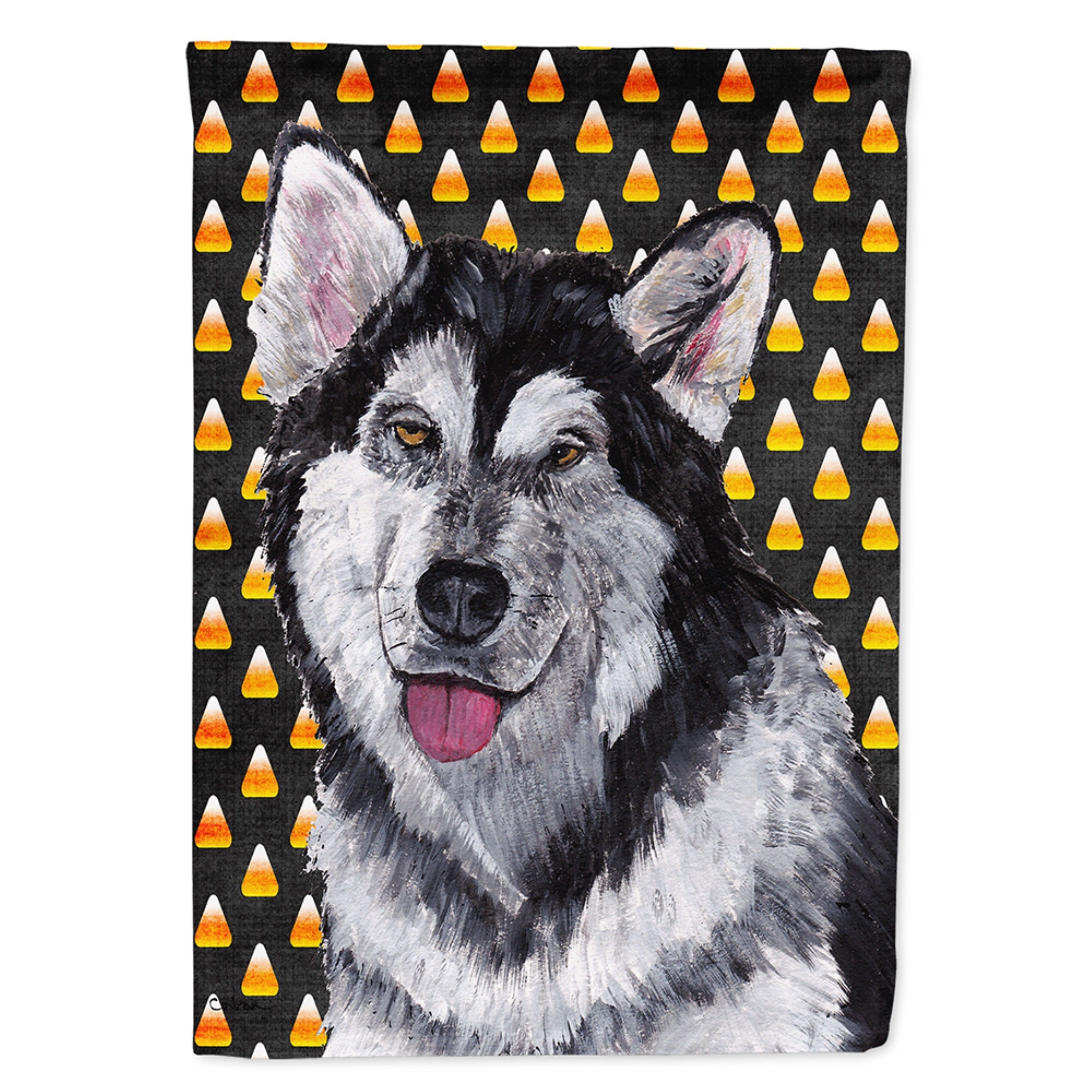 Alaskan Malamute Candy Corn Halloween_X000B_ Flag Garden Size