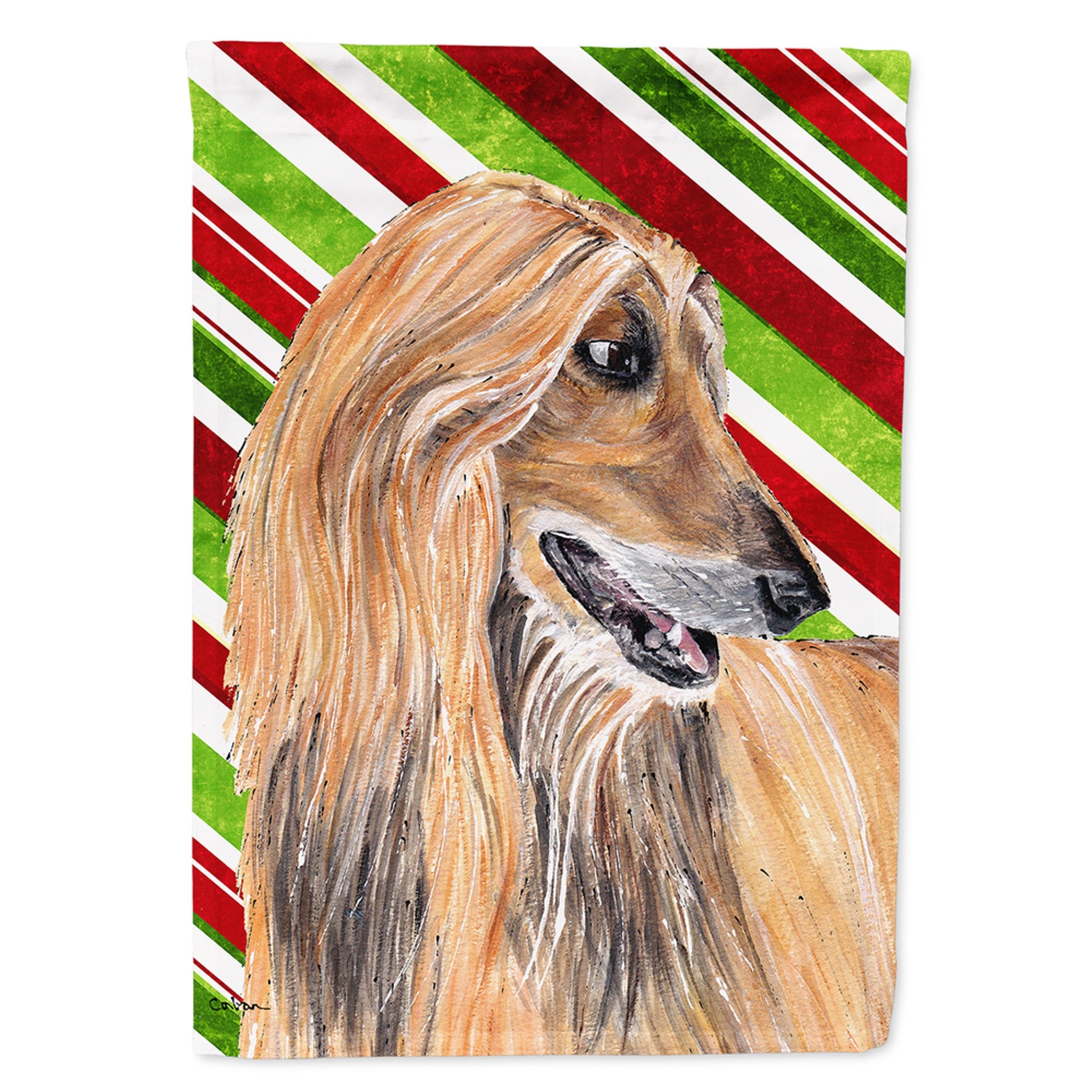 Afghan Hound Candy Cane Holiday Christmas Flag Garden Size