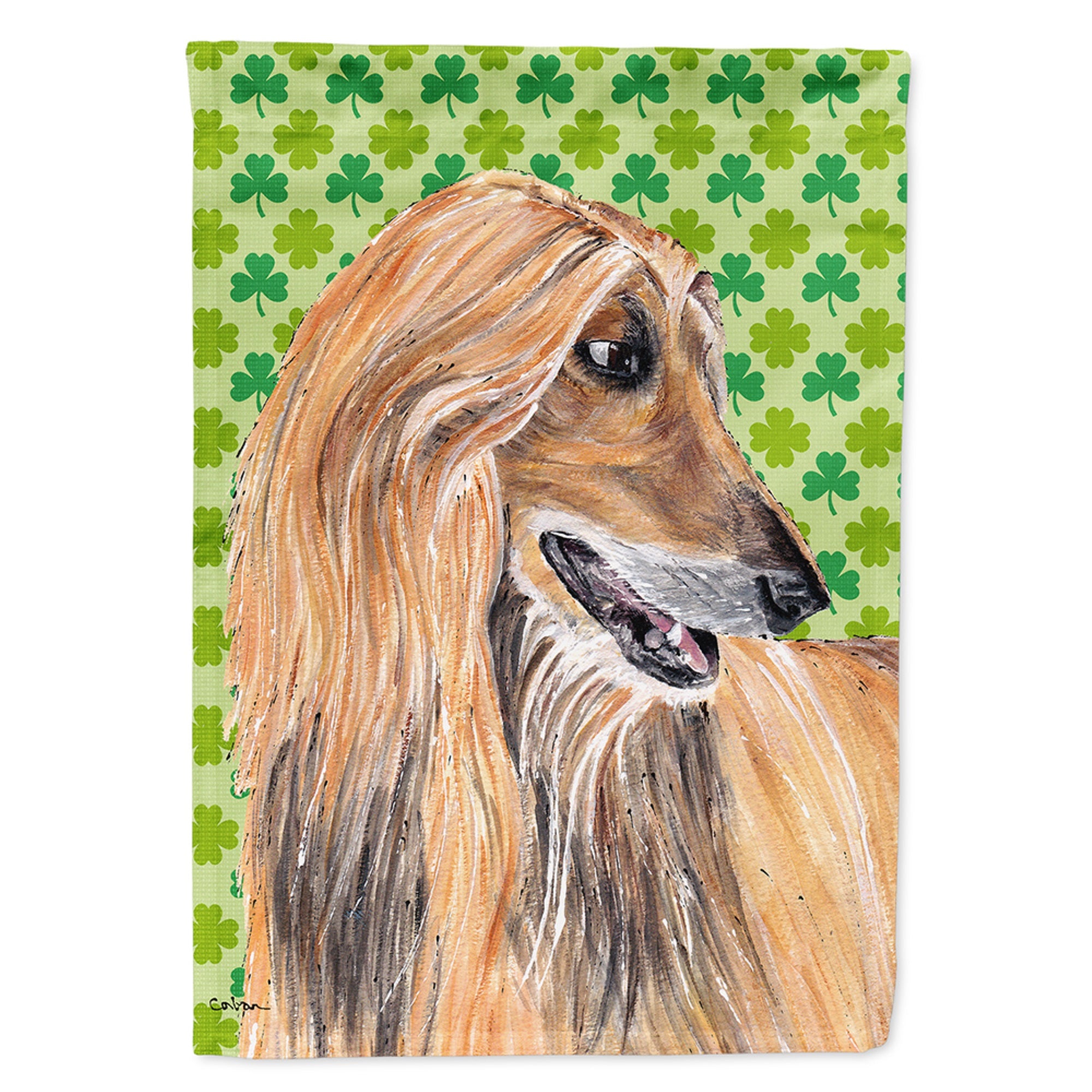 Afghan Hound St. Patrick'S Day Shamrock Flag Garden Size