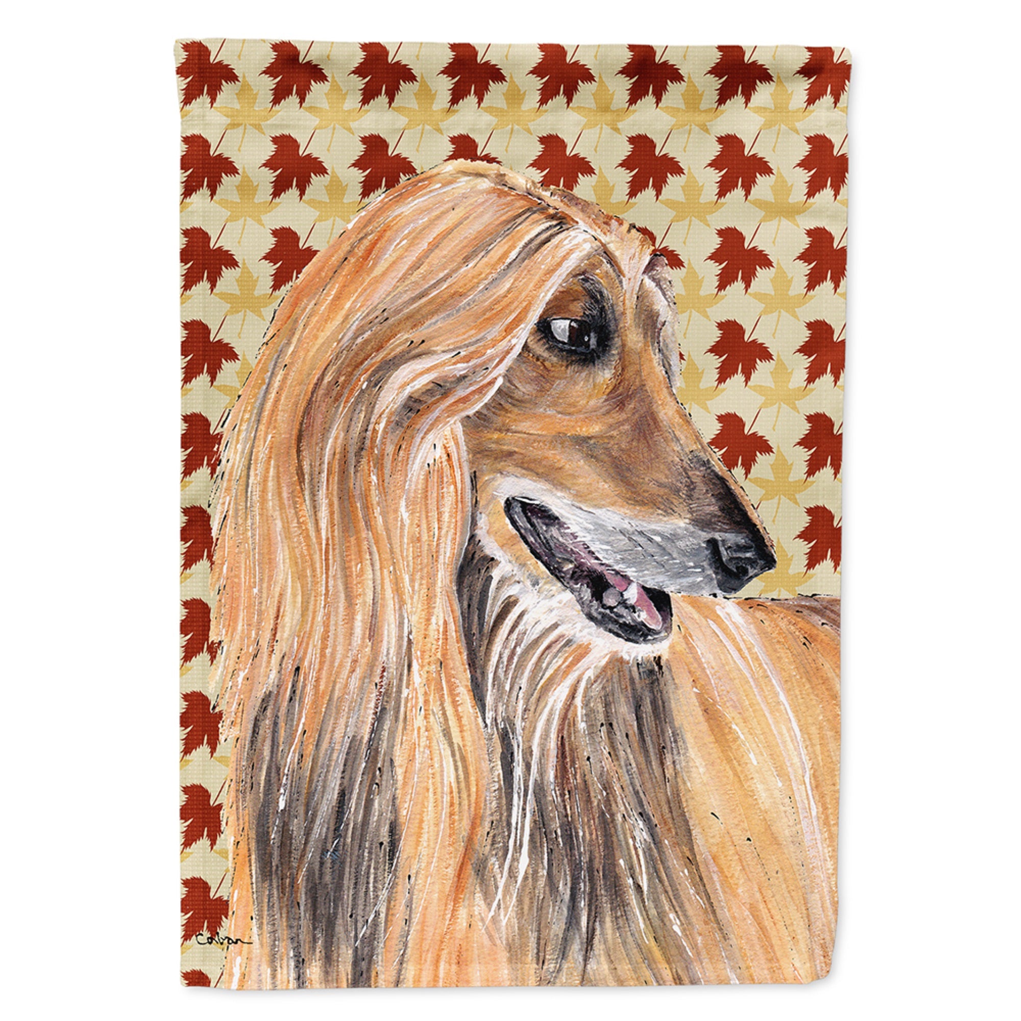 Afghan Hound Fall Leaves Flag Garden Size