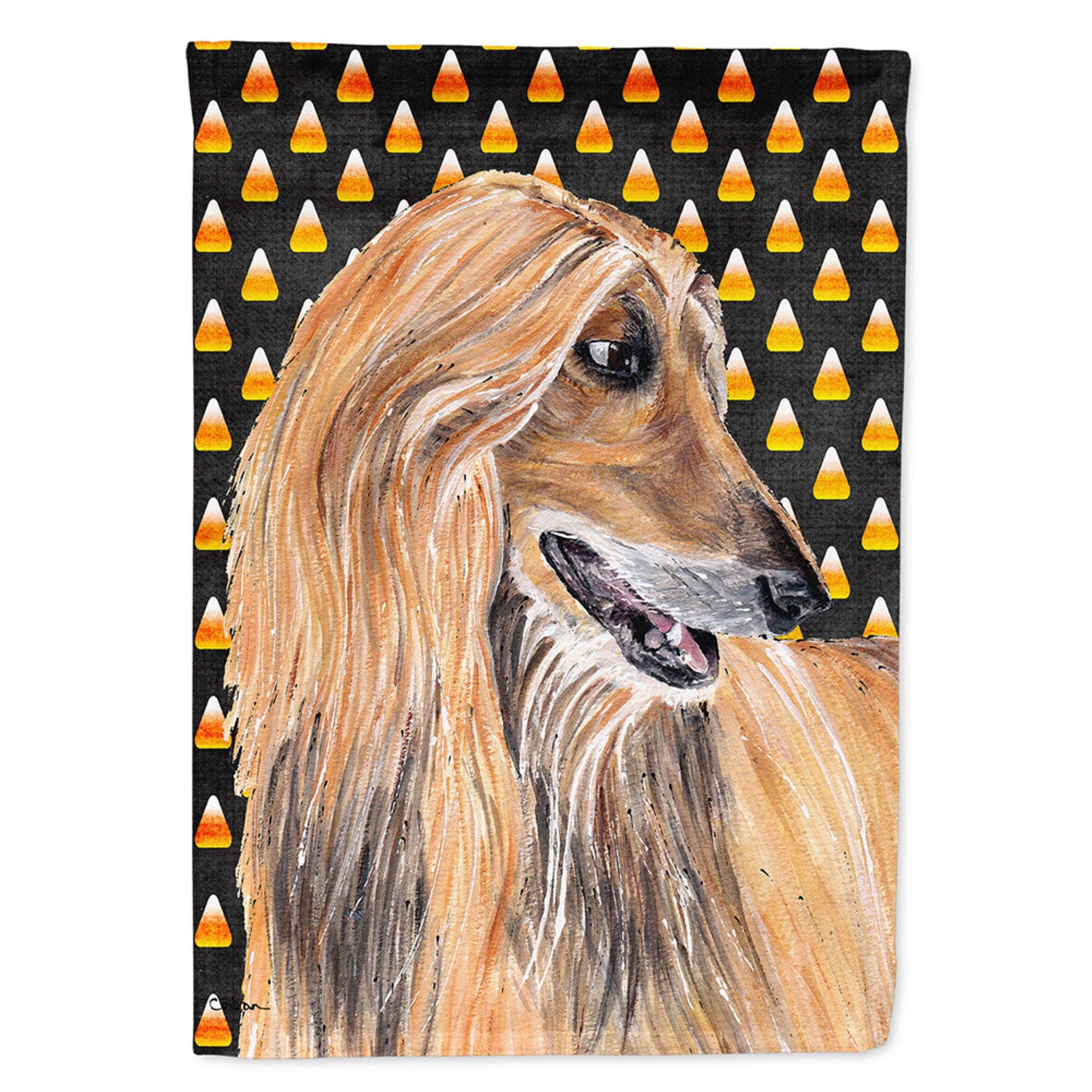 Afghan Hound Candy Corn Halloween Flag Garden Size