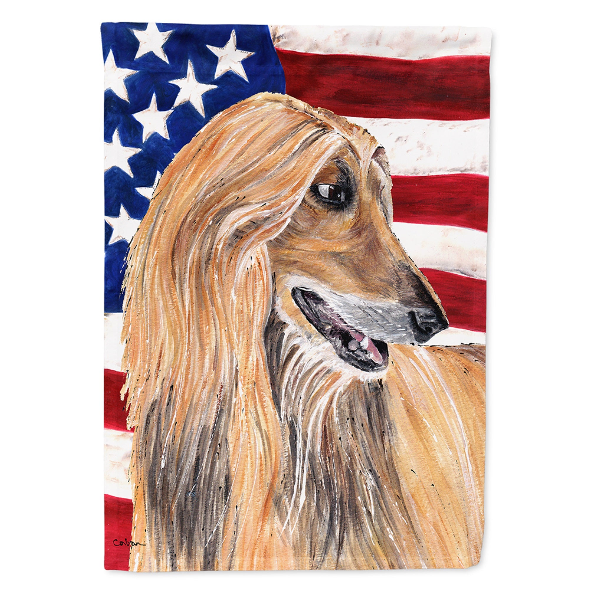 Afghan Hound Usa Patriotic American Flag Flag Garden Size