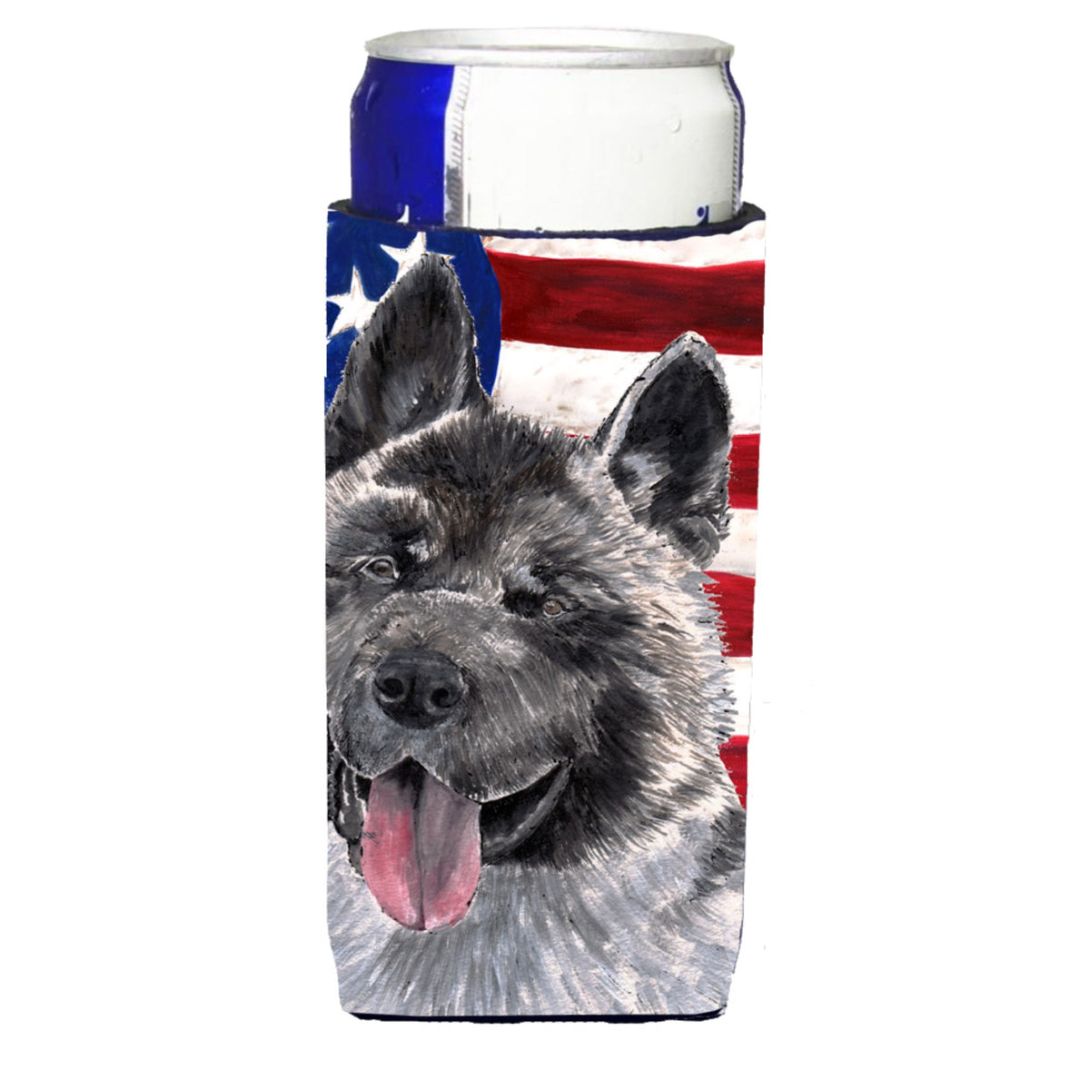 Akita Usa Patriotic American Flag Ultra Hugger For Slim Cans