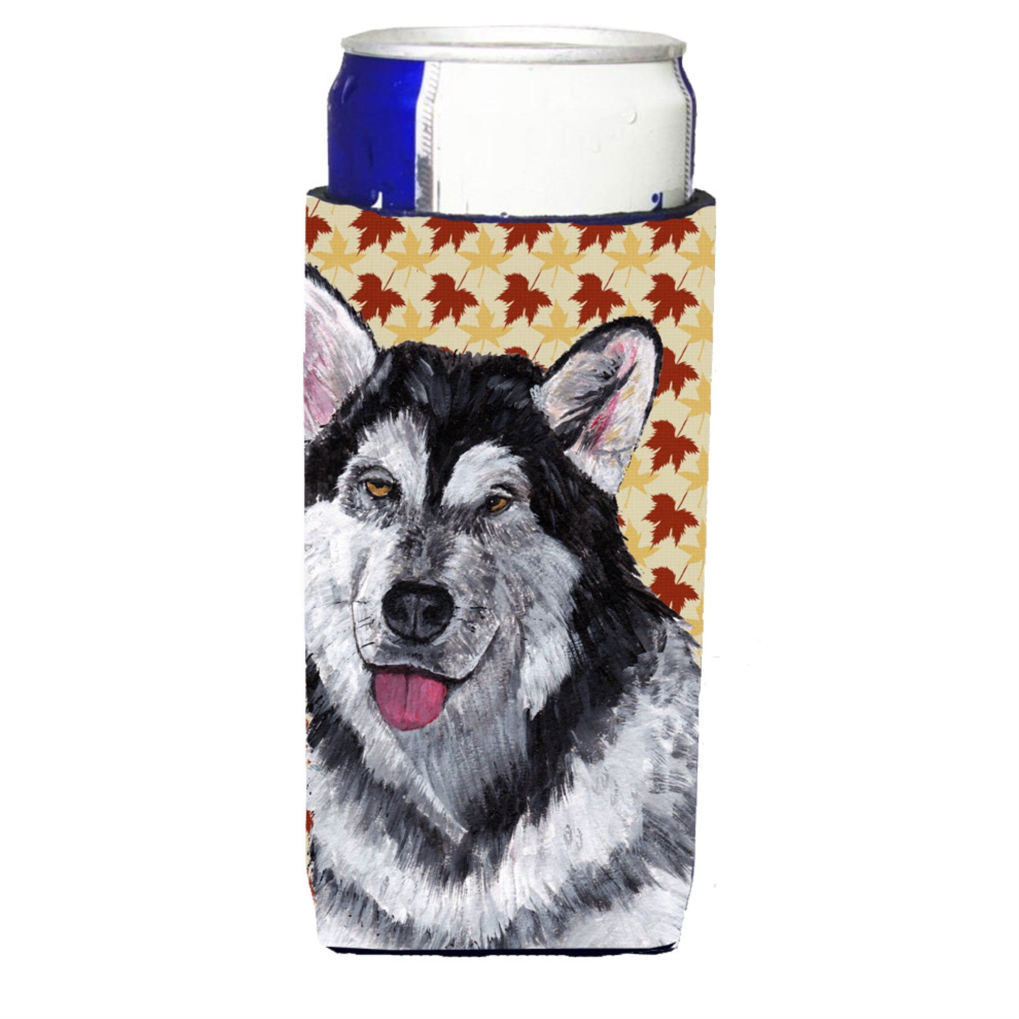 Alaskan Malamute Fall Leaves Ultra Hugger For Slim Cans