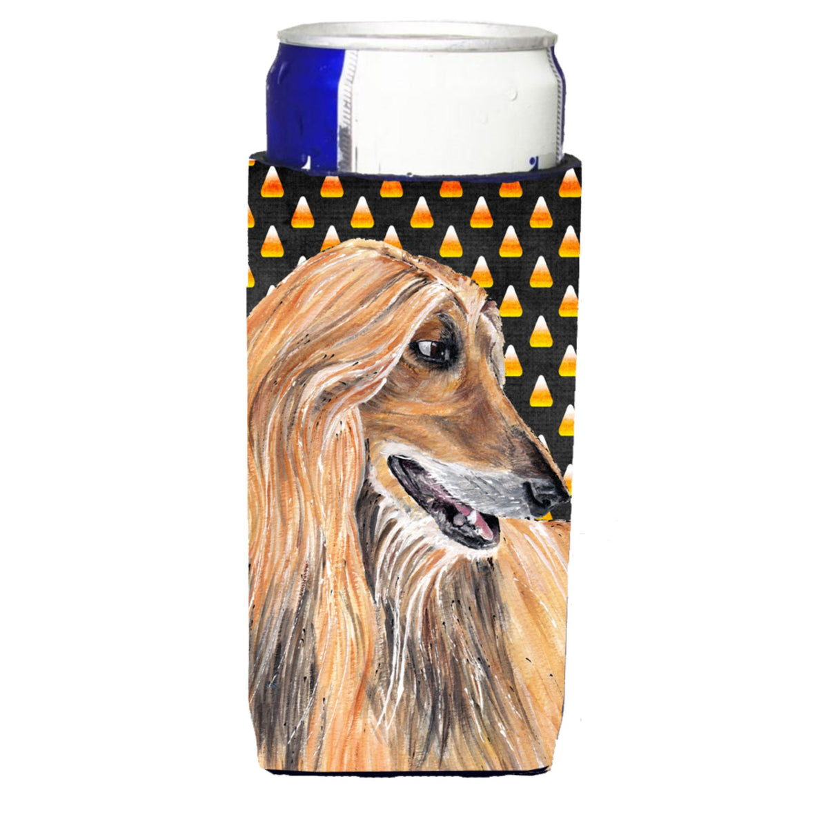 Afghan Hound Candy Corn Halloween Ultra Hugger For Slim Cans
