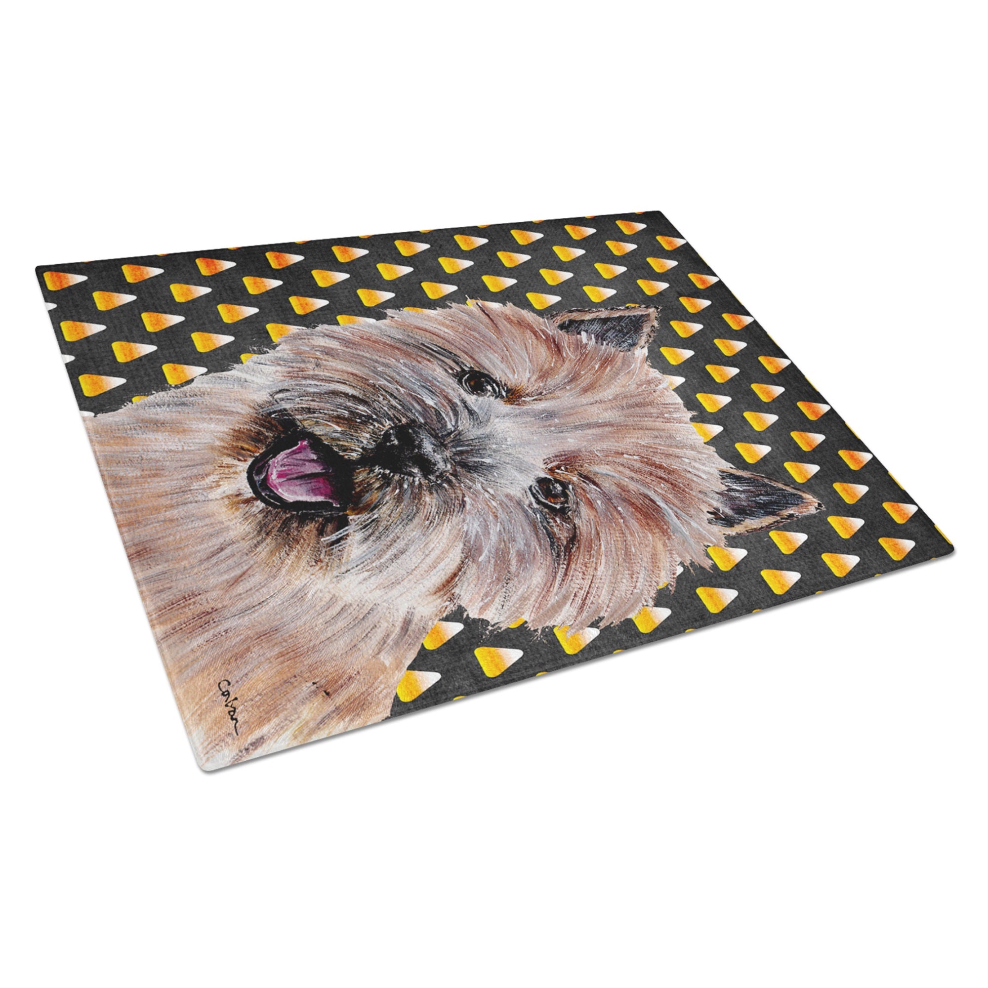 Norwich Terrier Candy Corn Halloween Glass Cutting Board Large
