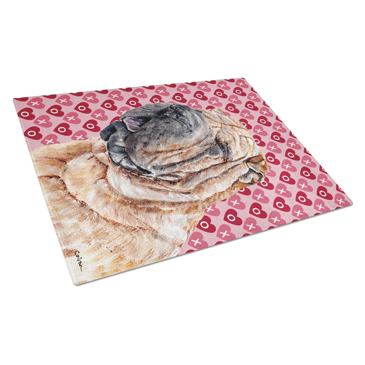 Shar Pei Hearts And Love Glass Cutting Board Large
