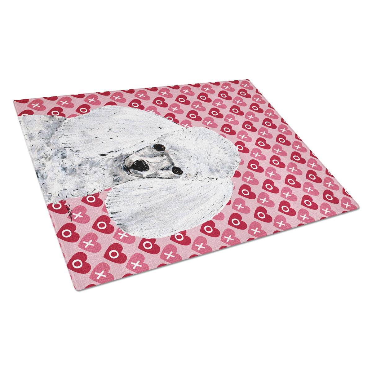 White Toy Poodle Hearts And Love Glass Cutting Board Large