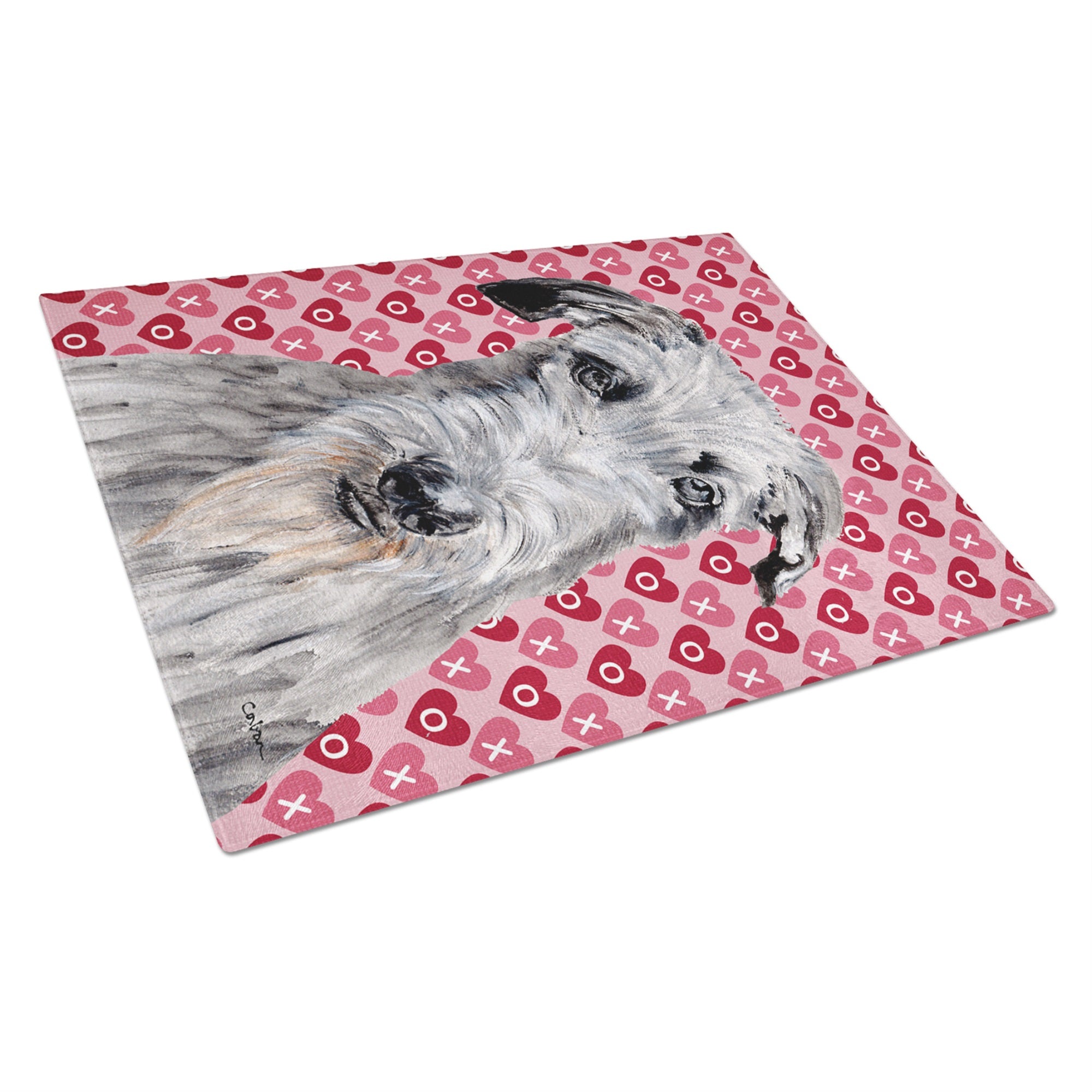 Scottish Deerhound Hearts And Love Glass Cutting Board Large