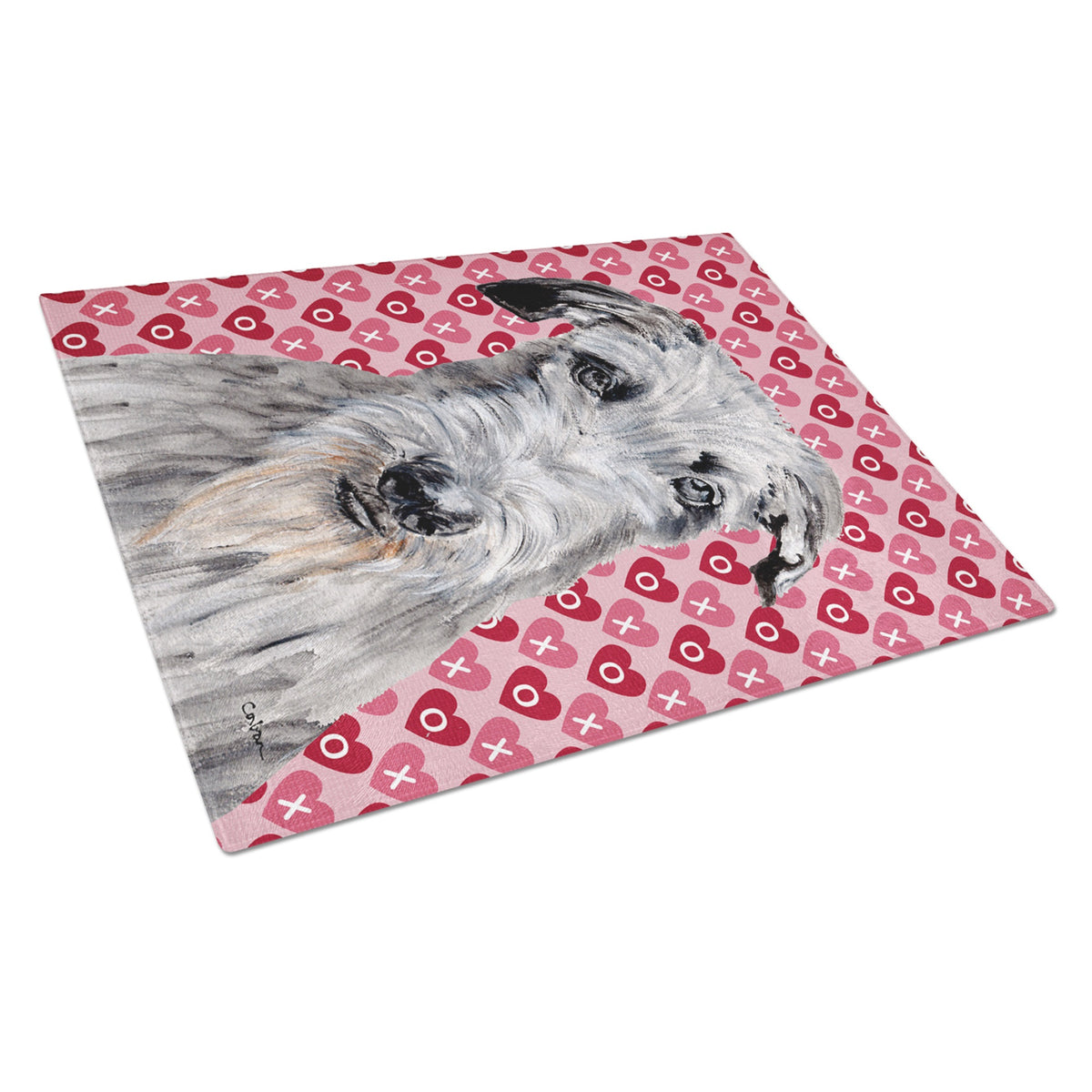 Scottish Deerhound Hearts And Love Glass Cutting Board Large