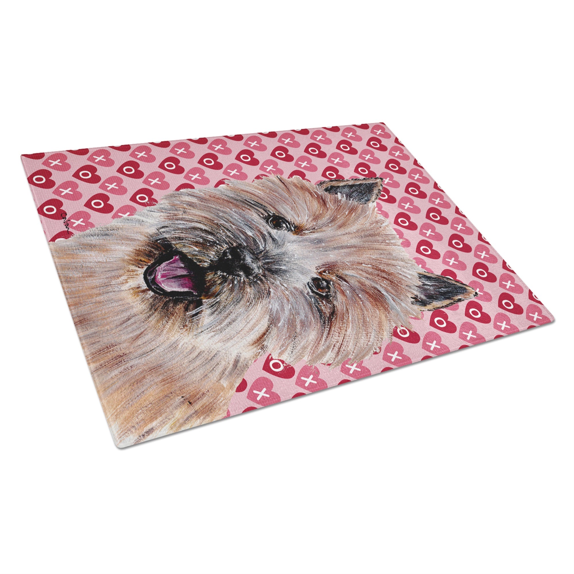 Norwich Terrier Hearts And Love Glass Cutting Board Large