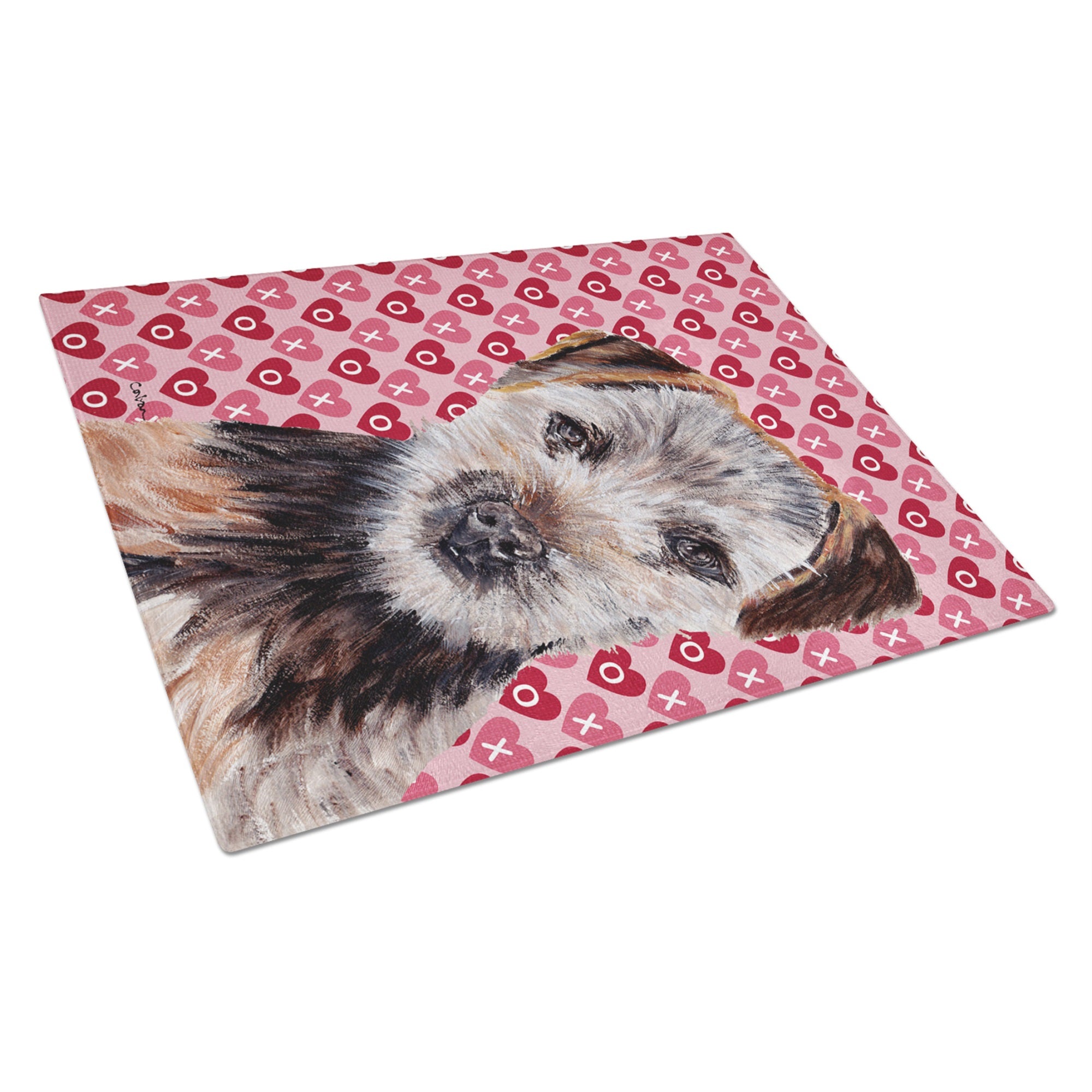 Norfolk Terrier Puppy Hearts And Love Glass Cutting Board Large