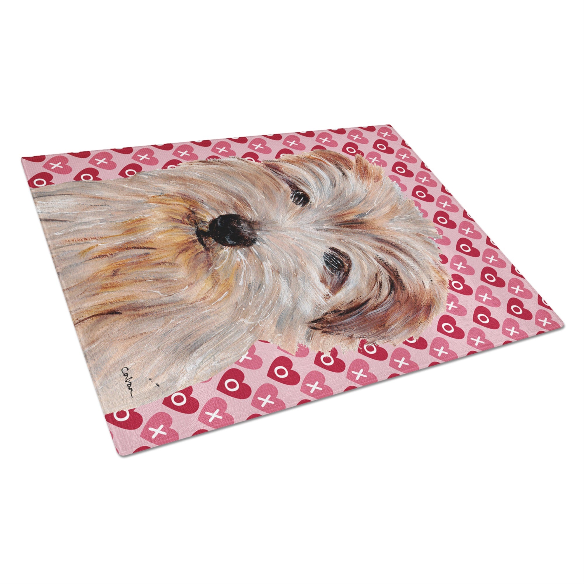 Norfolk Terrier Hearts And Love Glass Cutting Board Large