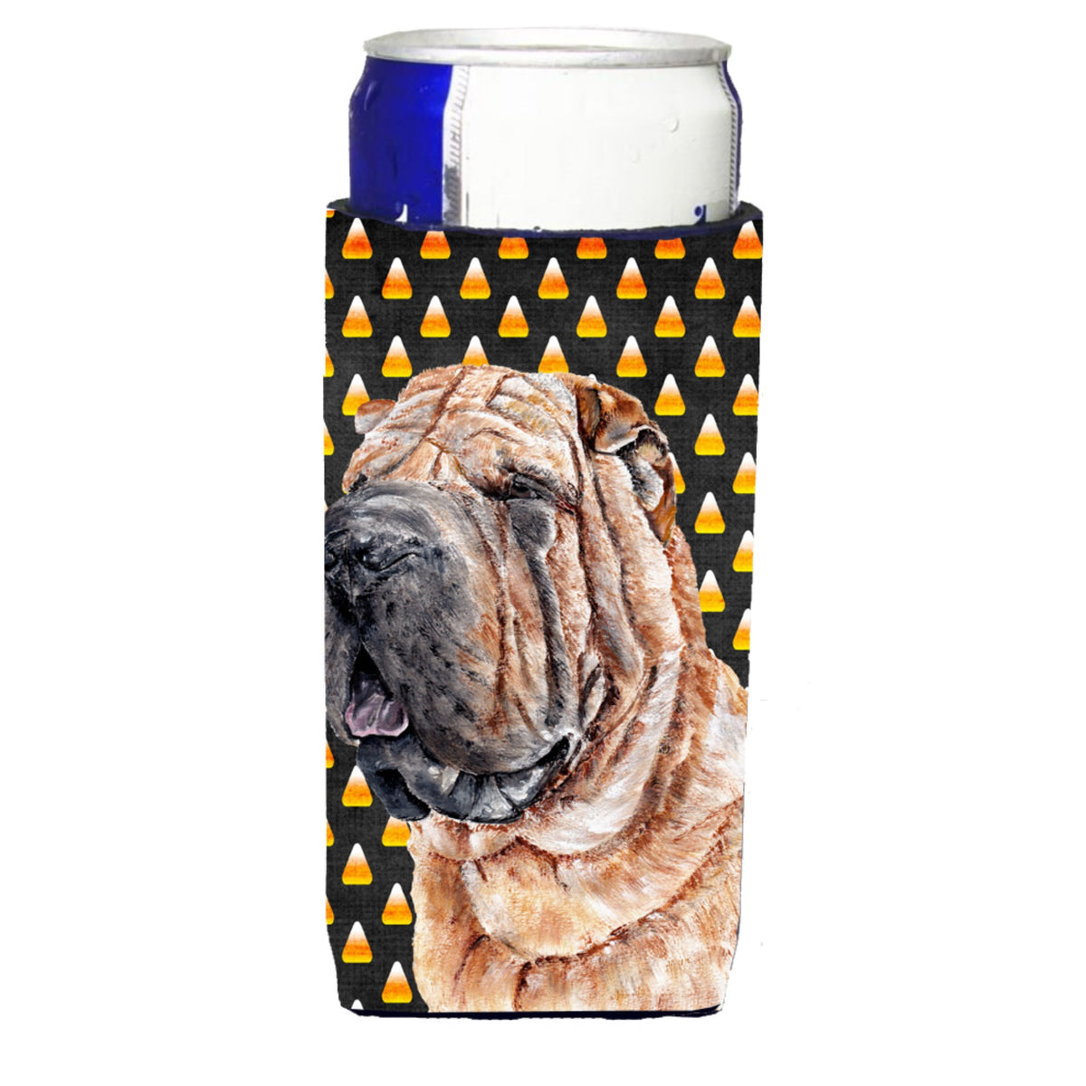 Shar Pei Candy Corn Halloween Ultra Hugger For Slim Cans