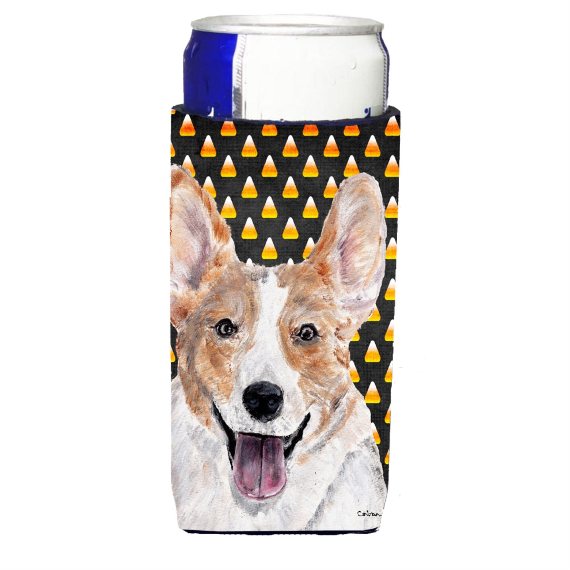 Cardigan Corgi Candy Corn Halloween Ultra Hugger For Slim Cans