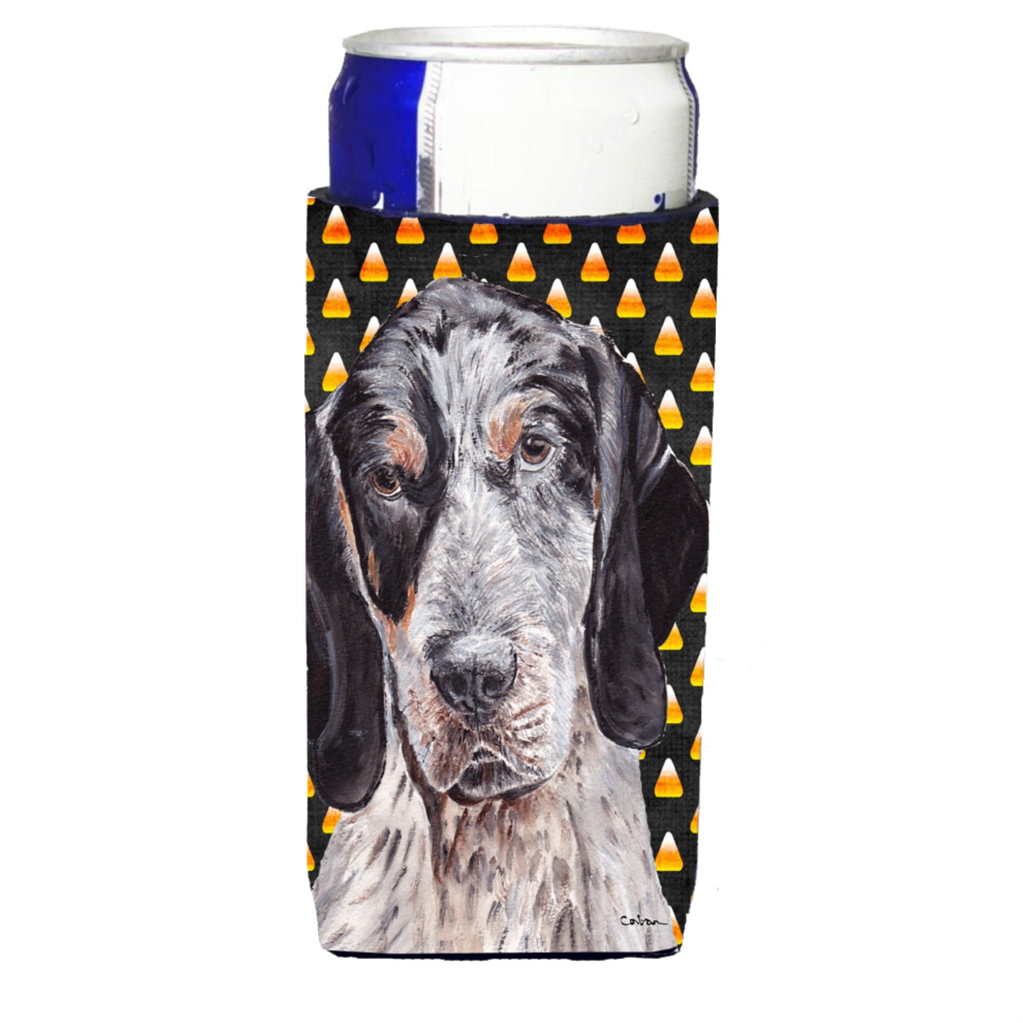 Blue Tick Coonhound Candy Corn Halloween Ultra Hugger For Slim Cans