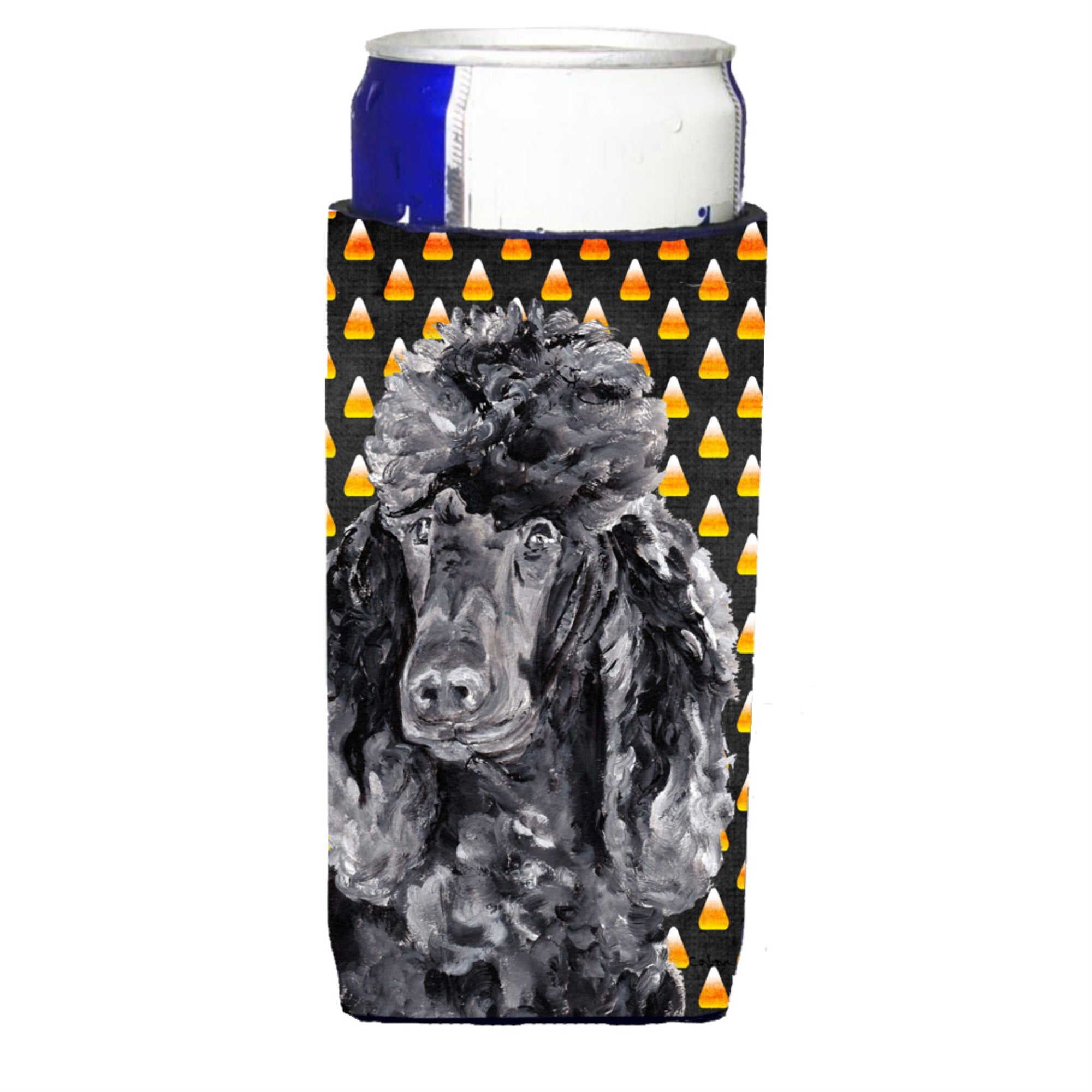Black Standard Poodle Candy Corn Halloween Ultra Hugger For Slim Cans