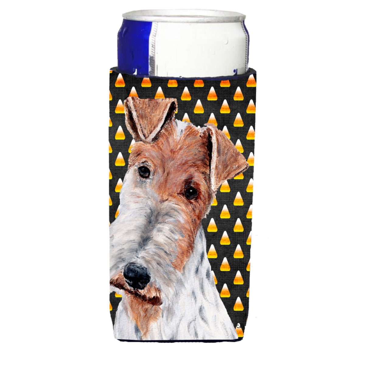 Wire Fox Terrier Candy Corn Halloween Ultra Hugger For Slim Cans