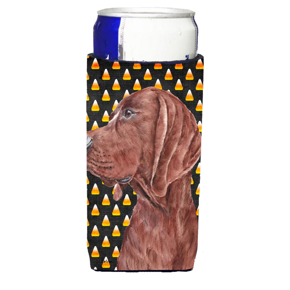 Redbone Coonhound Candy Corn Halloween Ultra Hugger For Slim Cans