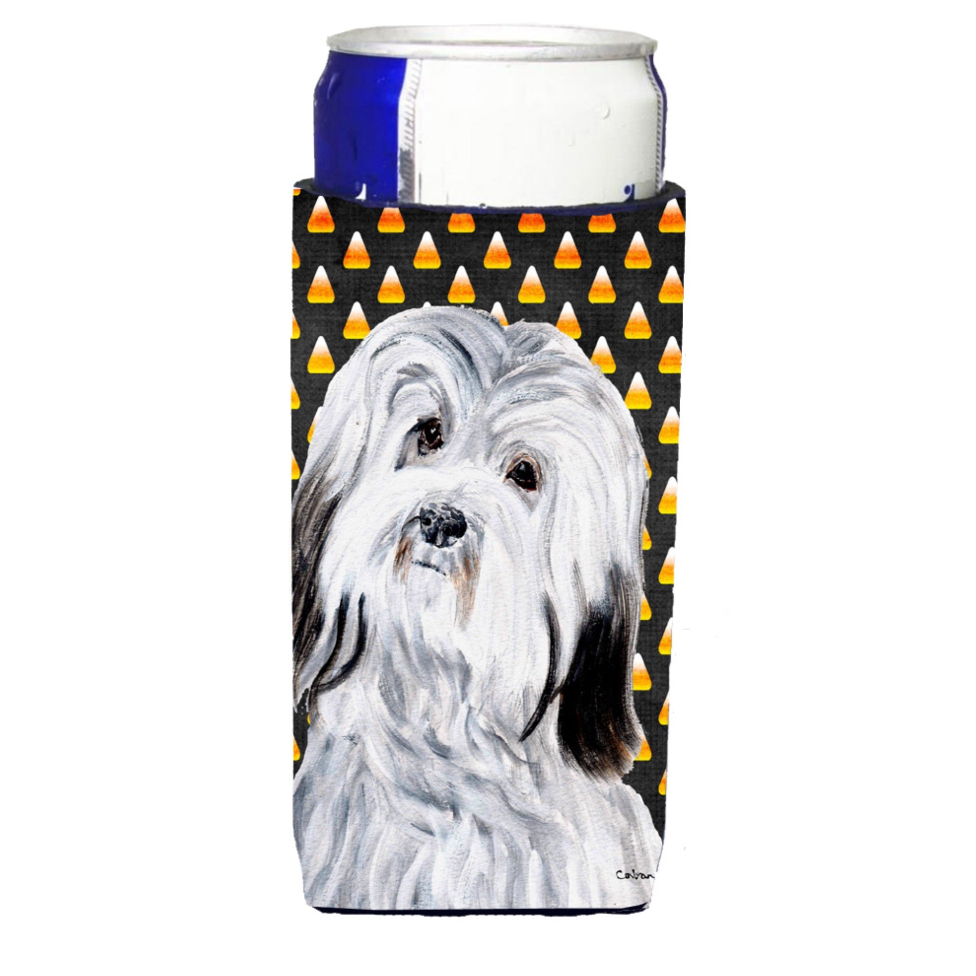 Havanese Candy Corn Halloween Ultra Hugger For Slim Cans
