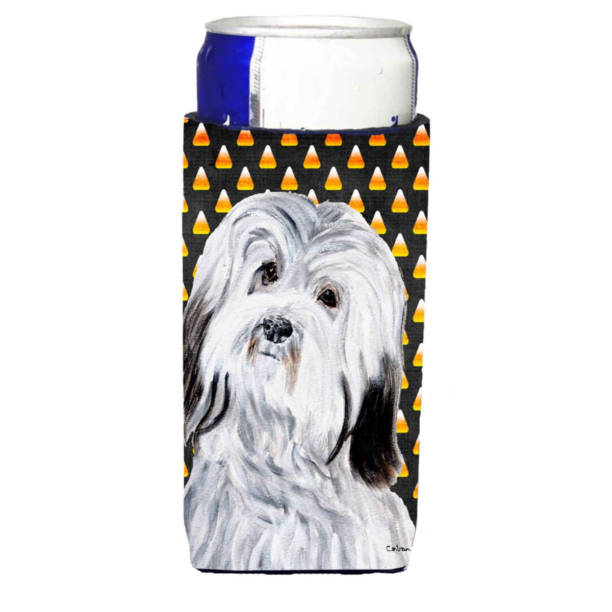 Havanese Candy Corn Halloween Ultra Hugger For Slim Cans