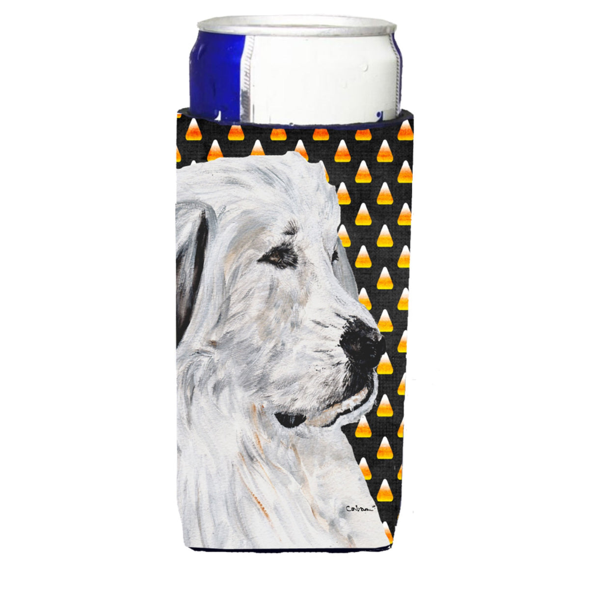 Great Pyrenees Candy Corn Halloween Ultra Hugger For Slim Cans