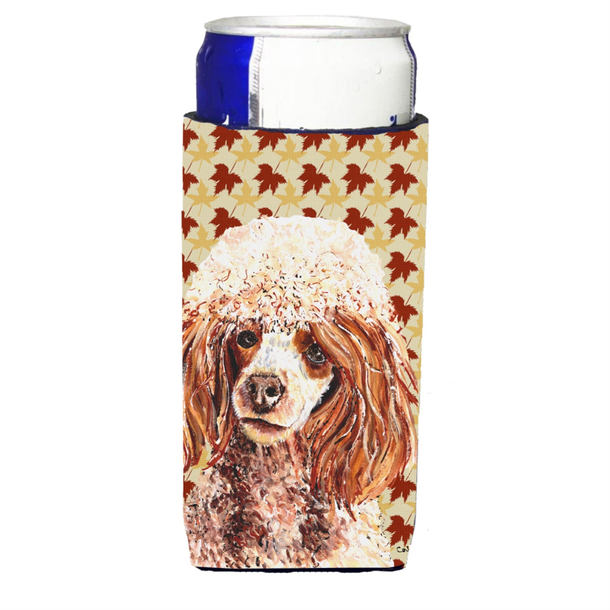 Red Miniature Poodle Fall Leaves Ultra Hugger For Slim Cans