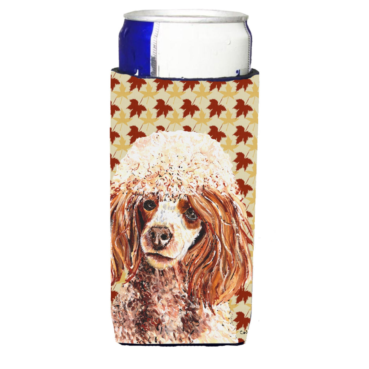 Red Miniature Poodle Fall Leaves Ultra Hugger For Slim Cans