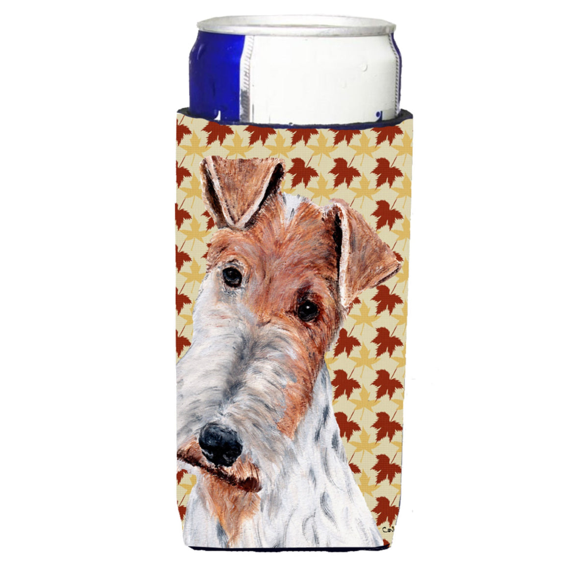 Wire Fox Terrier Fall Leaves Ultra Hugger For Slim Cans