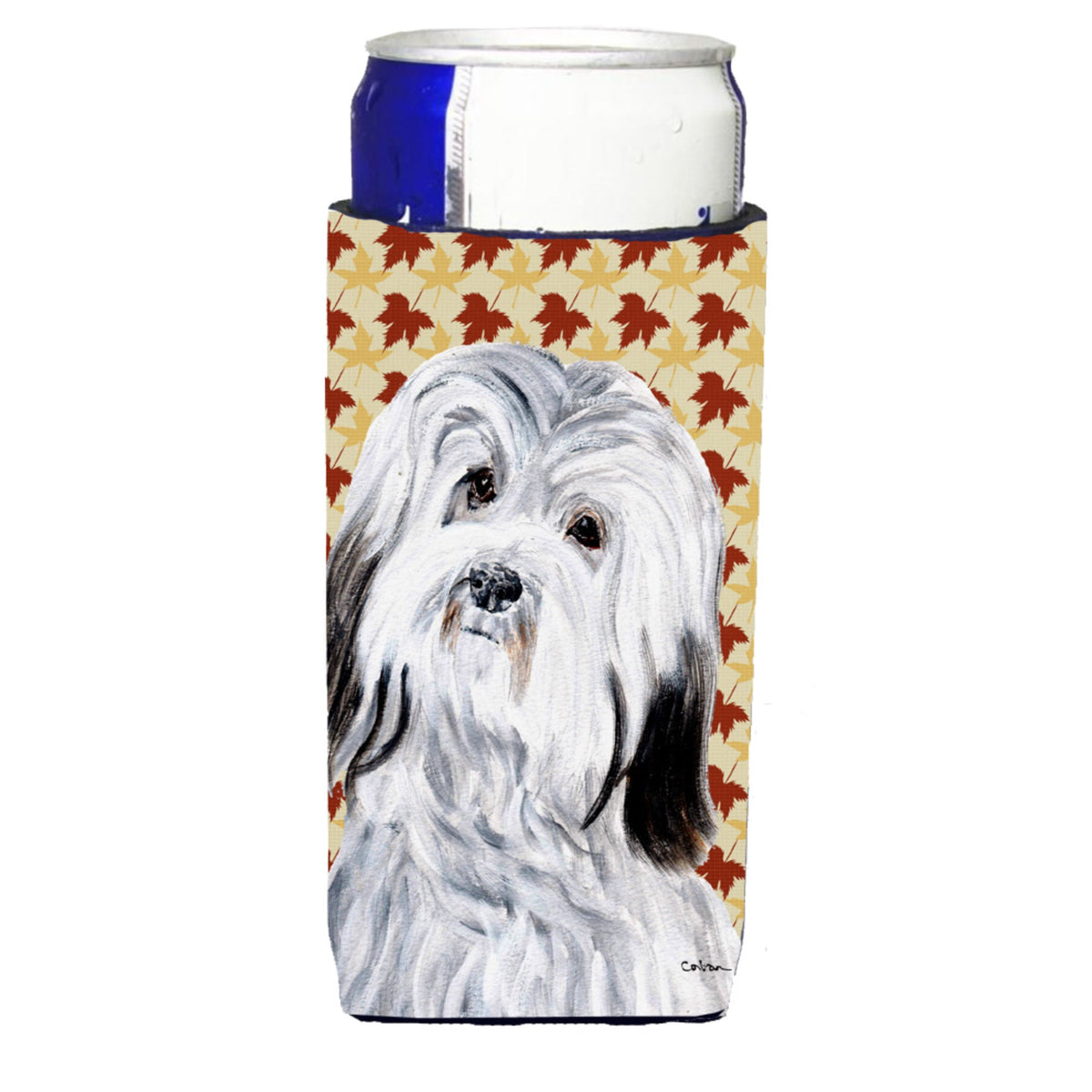 Havanese Fall Leaves Ultra Hugger For Slim Cans