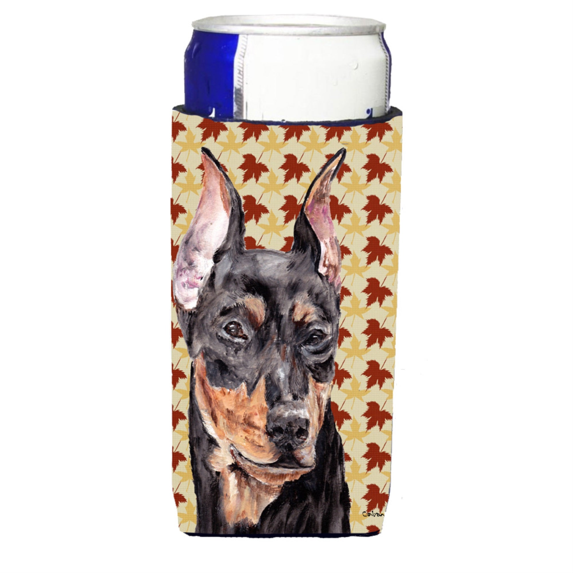 German Pinscher Fall Leaves Ultra Hugger For Slim Cans