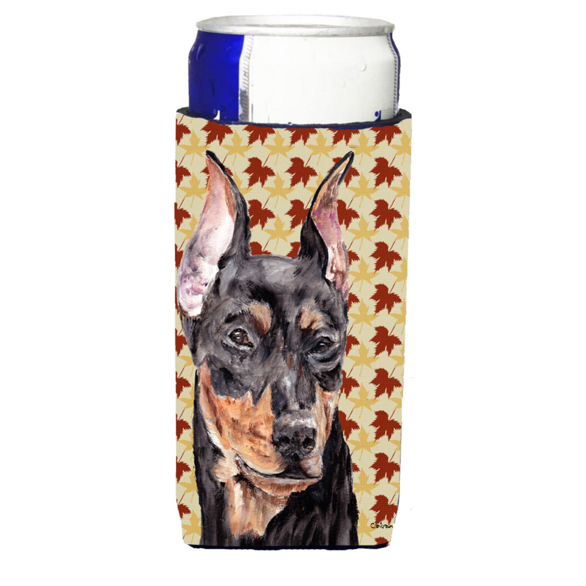 German Pinscher Fall Leaves Ultra Hugger For Slim Cans